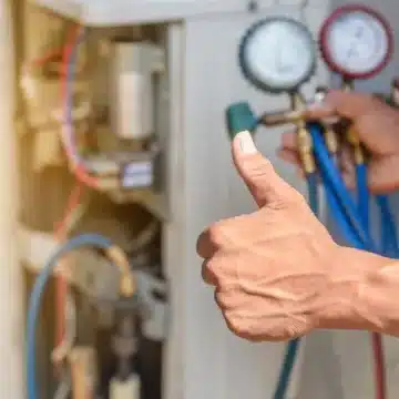 AirMaster team installing high-efficiency water heater system